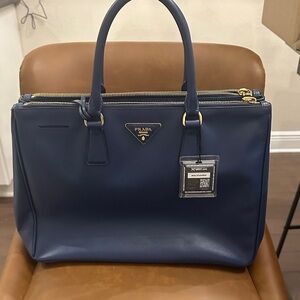 Prada Navy Leather Tote